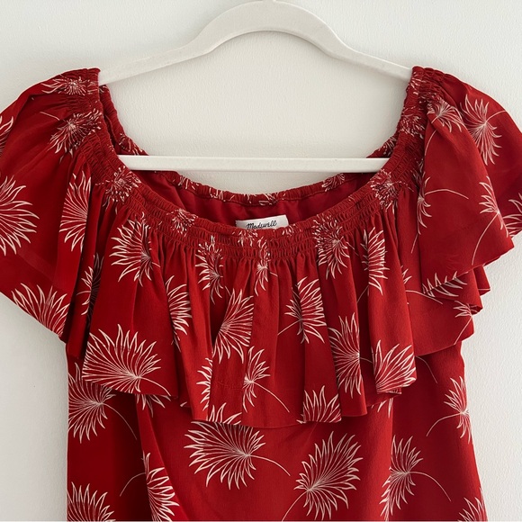 Madewell Silk Off the Shoulder Ruffle Palm Dress Size SM - Picture 2 of 5